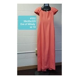 Vintage 1970 Eve of Milady Melon maxi dress sz 10